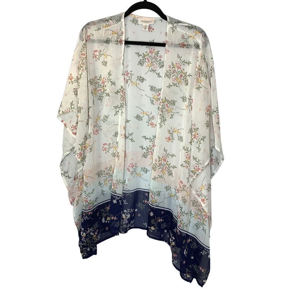 Motherhood Maternity One Size Coverup Kimono Top Sheer Floral (r1)